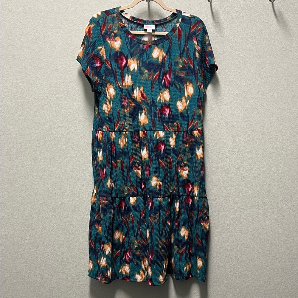 LulaRoe Ariel Floral Teal Dress